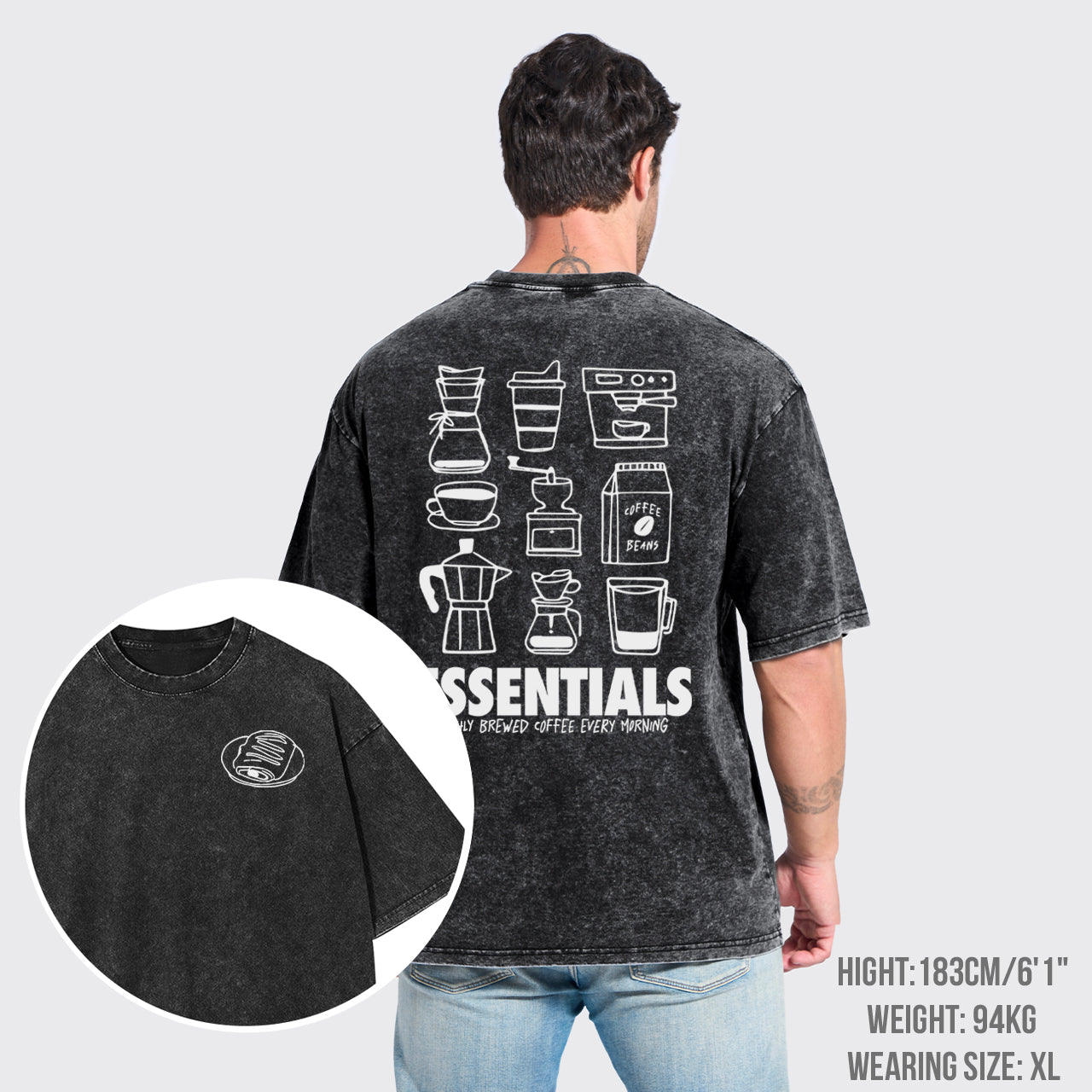 Loose Coffee Lover Back Garment-dye Tees