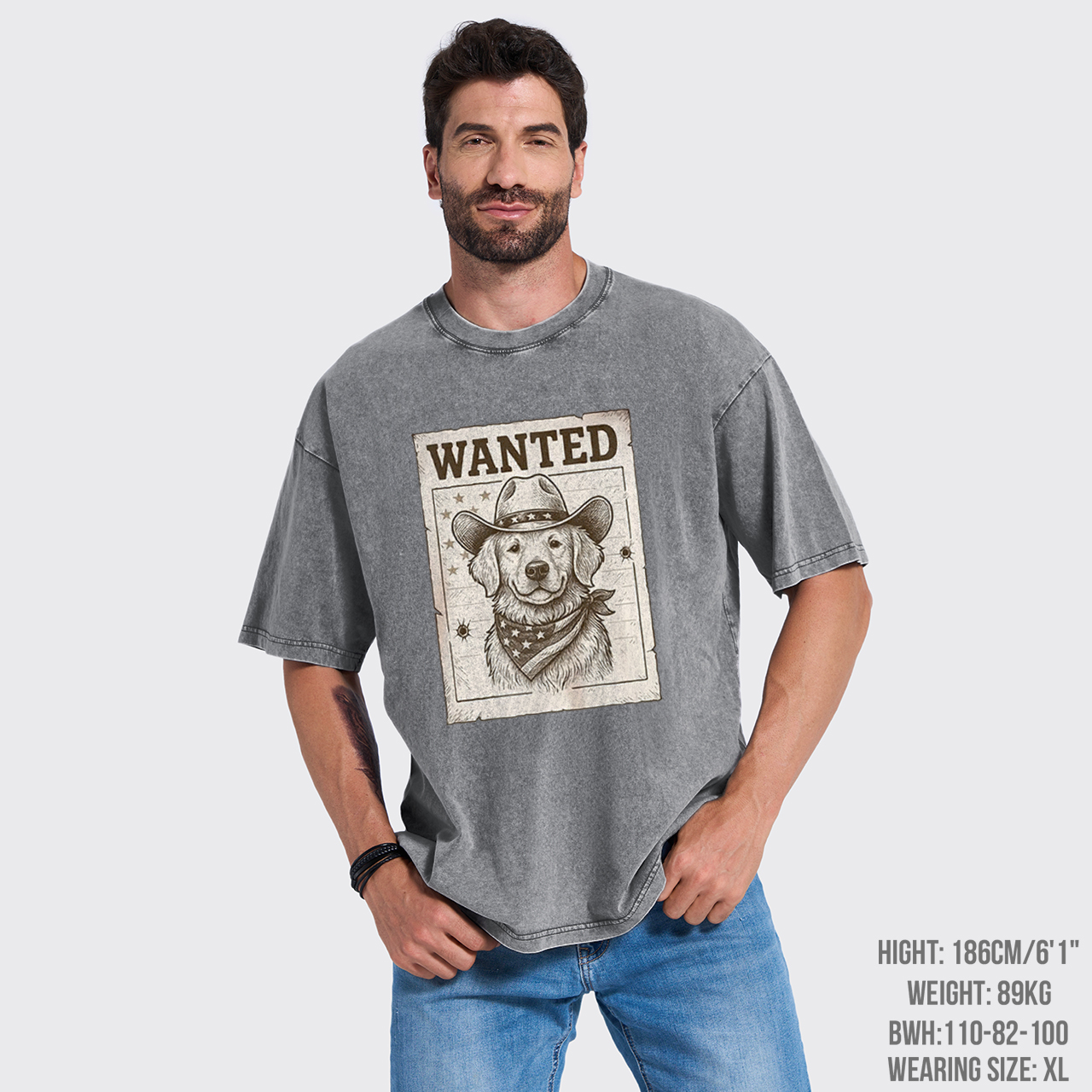 Wanted Poster Cowboy Dog Garment-dye Tees