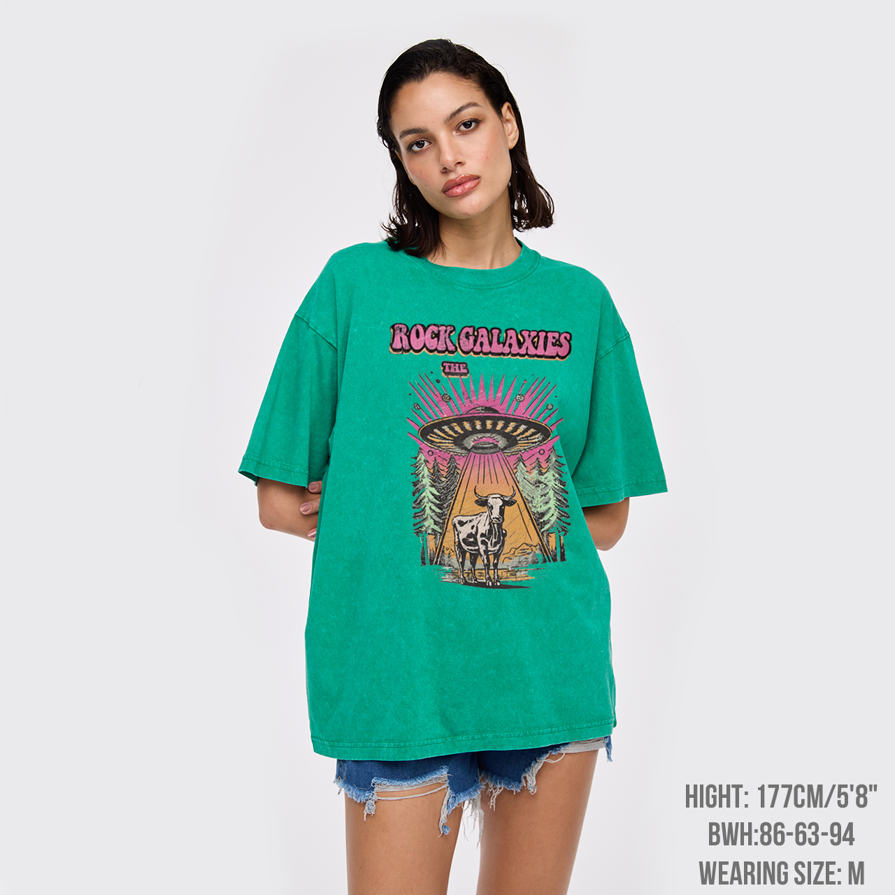 Retro UFO Cow Garment-dye Tees