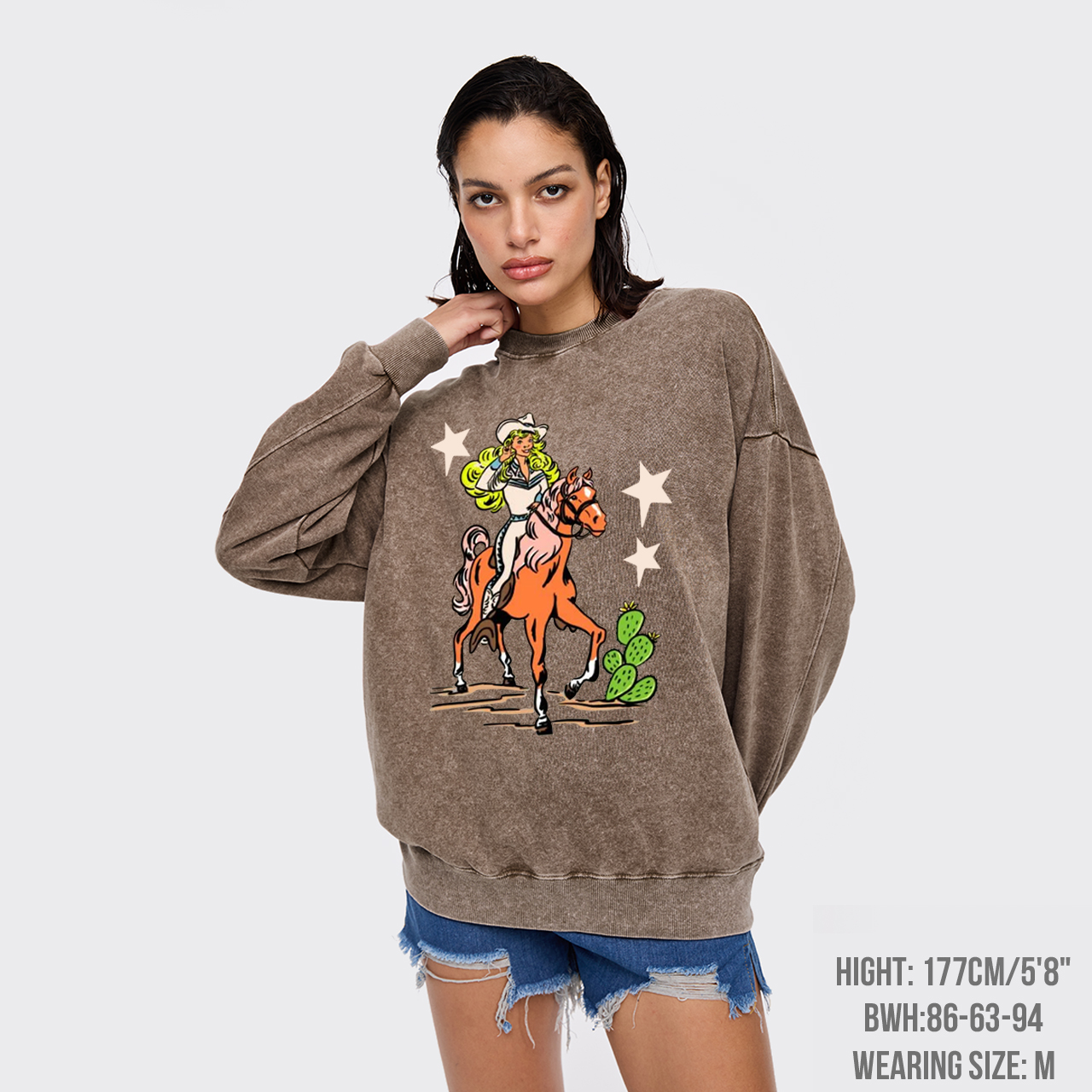 Retro Rodeo Cowgirl Washed Sweatshirts