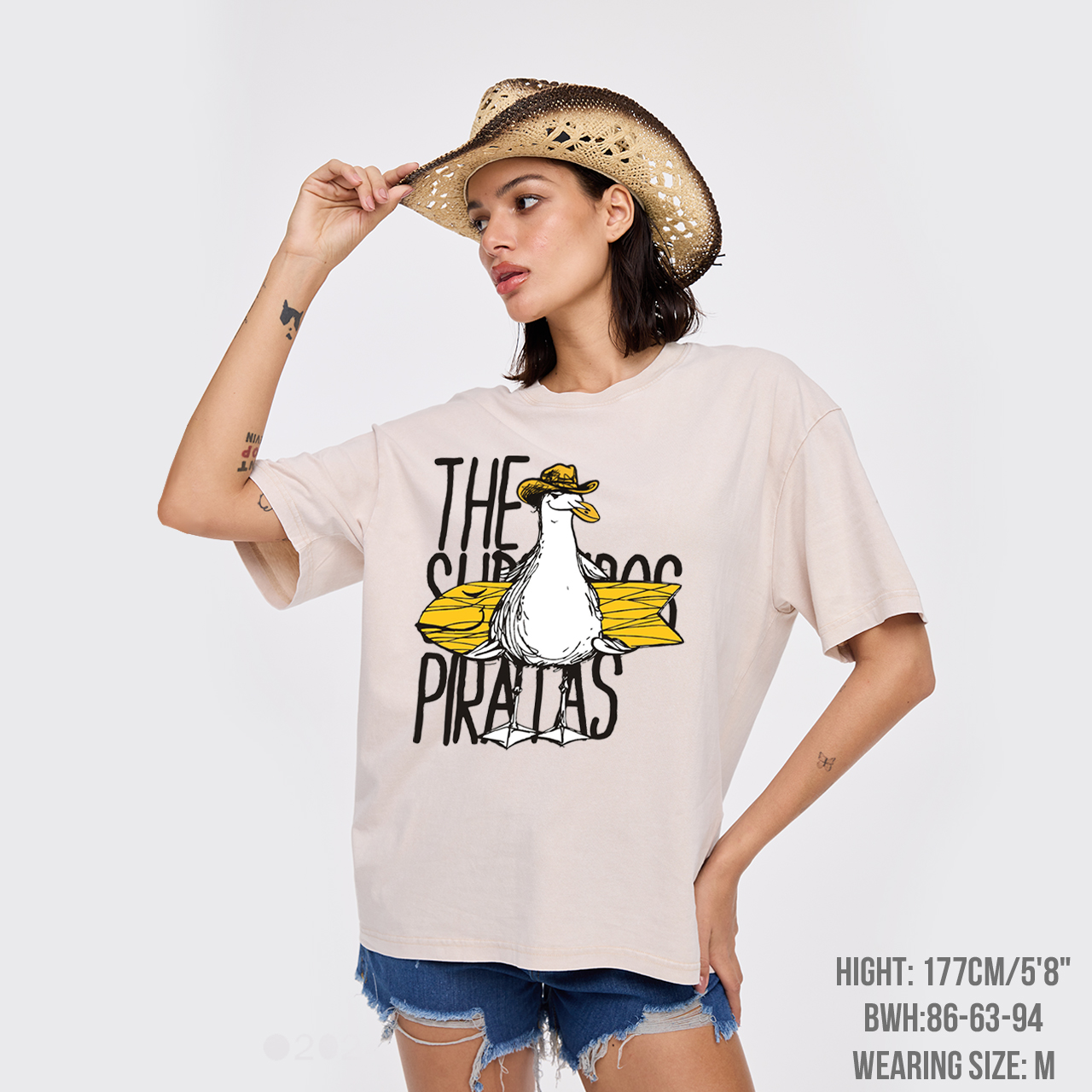 Seagull Pirate Meets Cowboy Garment-dye Tees