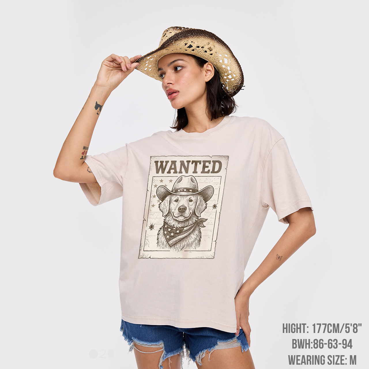 Wanted Poster Cowboy Dog Garment-dye Tees