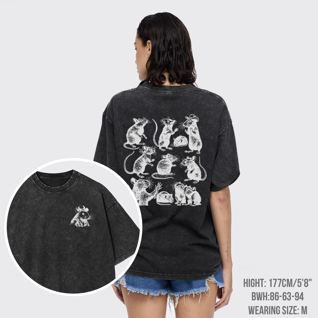 Goblincore Rat Vintage Animal Garment-dye Tees
