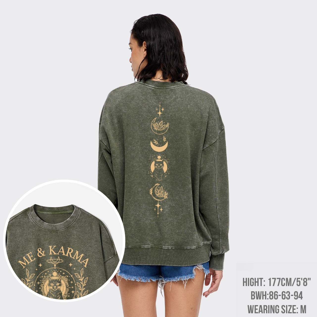 Music Black Cat Washed Sweatshirts