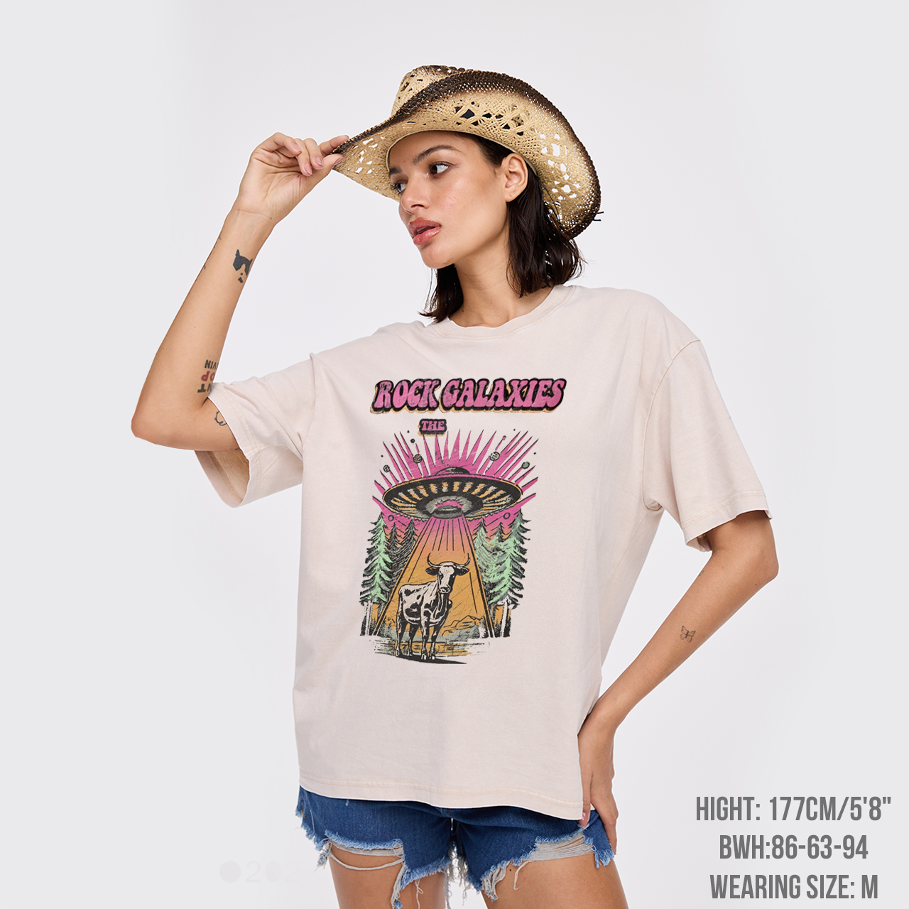 Retro UFO Cow Garment-dye Tees