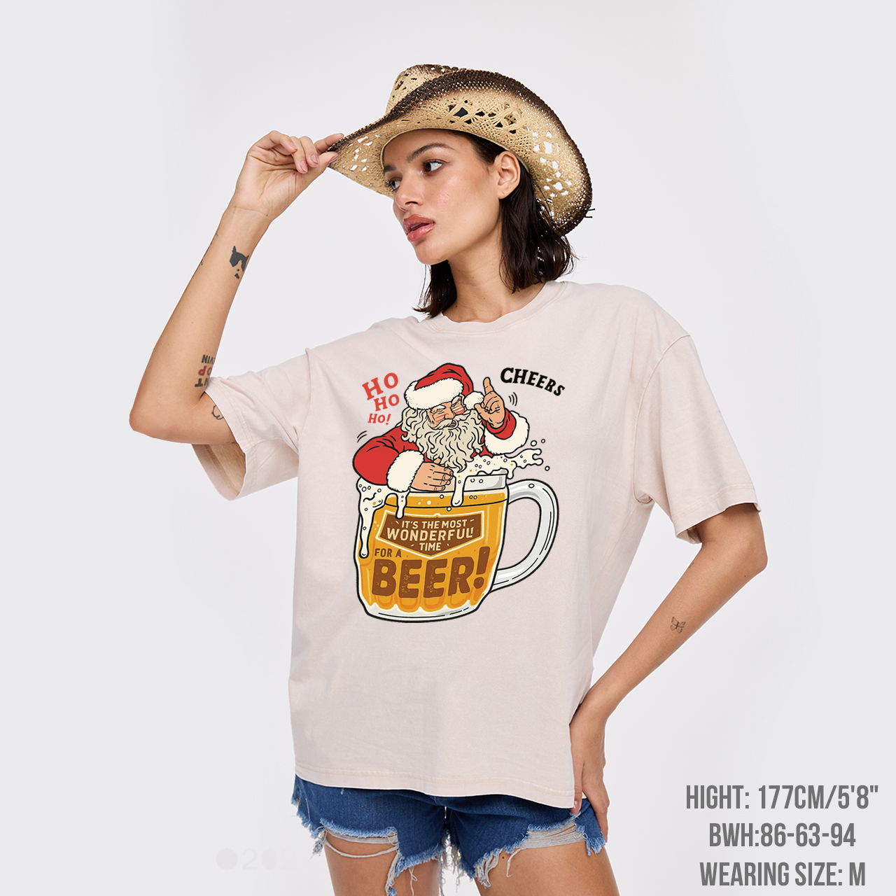 Funny Santa With Beer Garment-dye Tees
