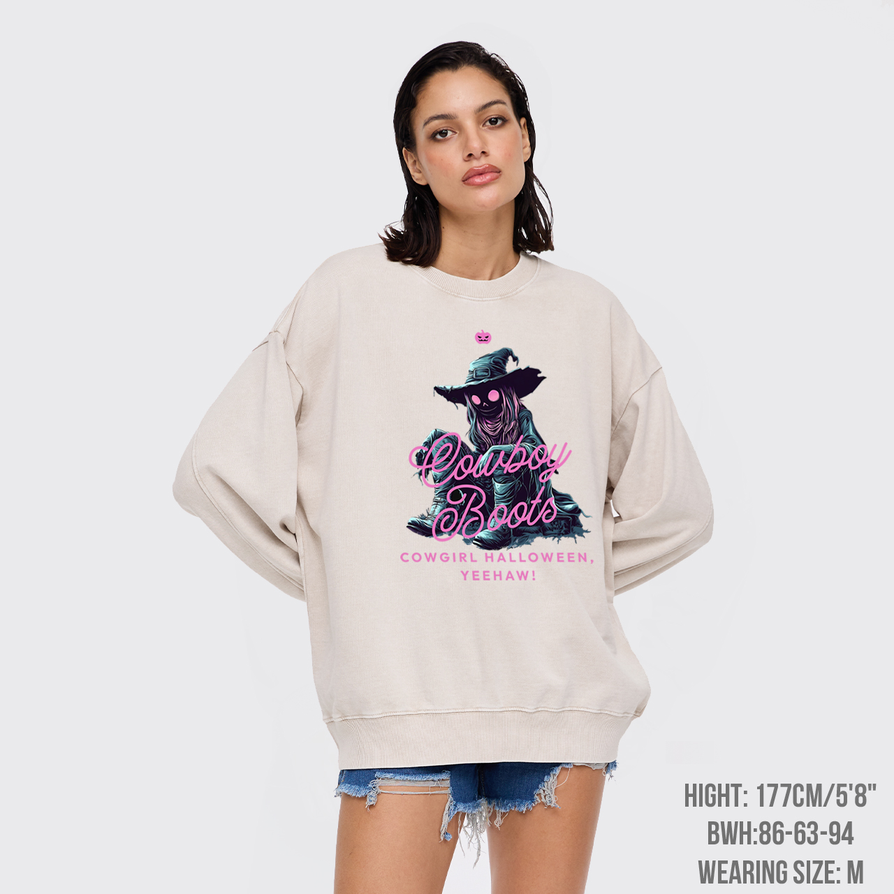 Spooky Western Cowgirl Halloween Washed Sweatshirts