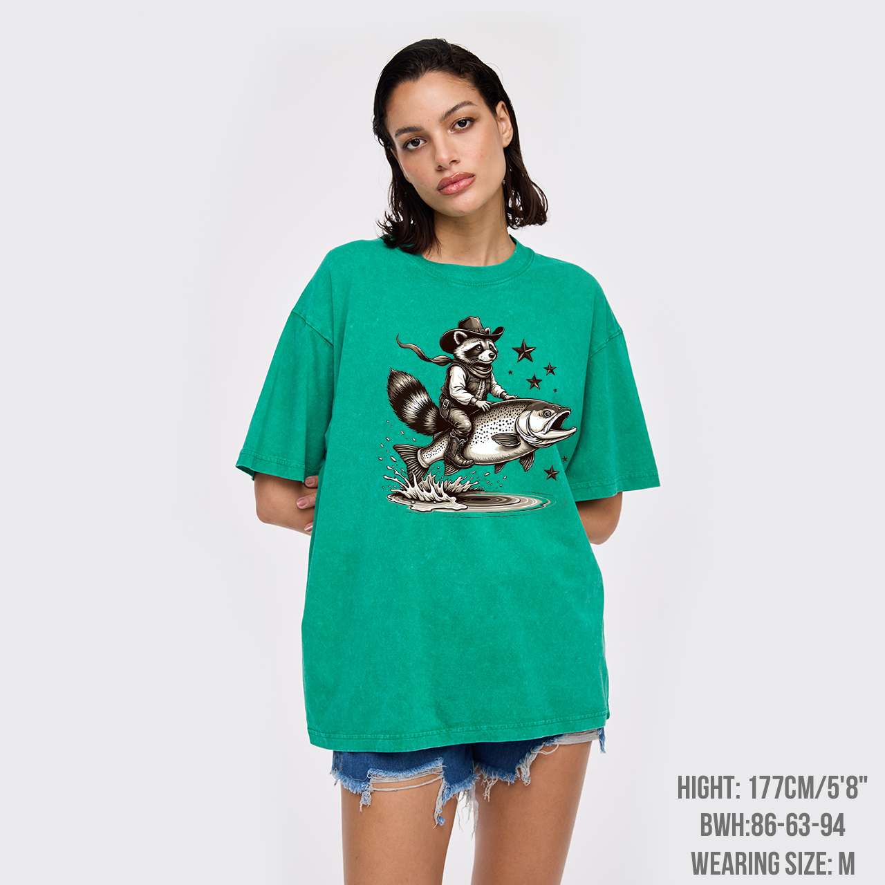 Funny Fisher Of Raccoon Cowboy Garment-dye Tees