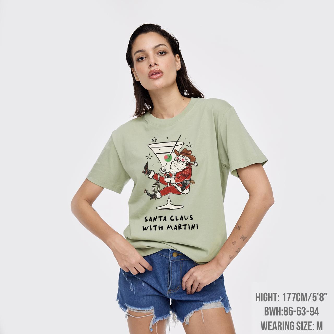 Santa Claus with Martini T-Shirts