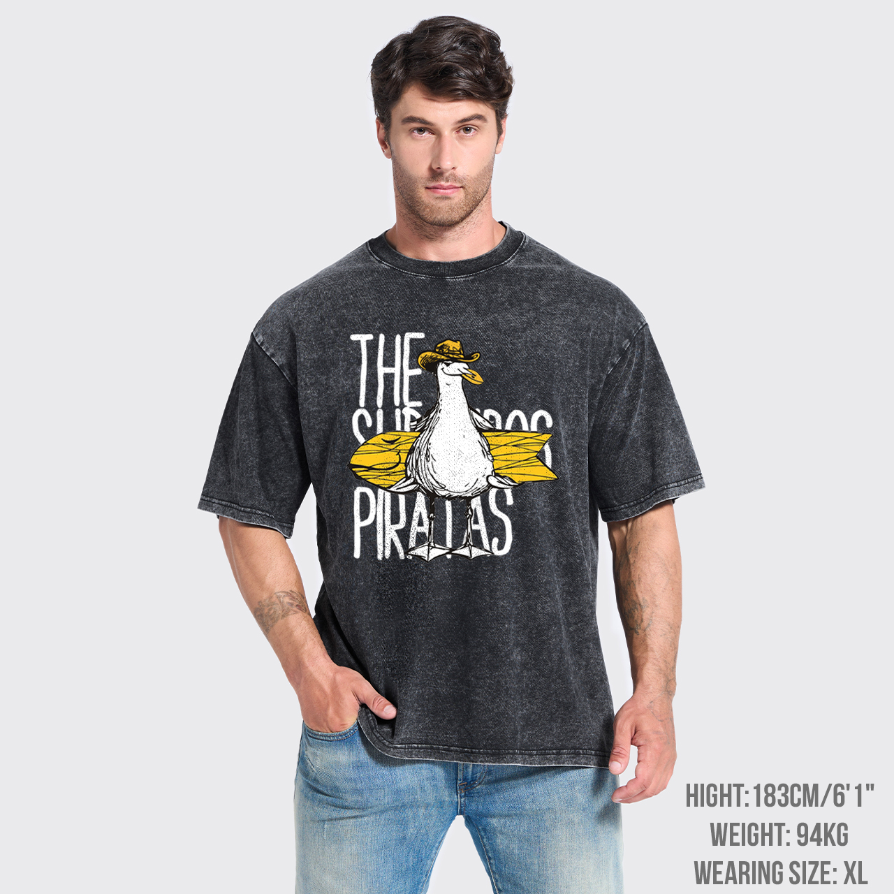 Seagull Pirate Meets Cowboy Garment-dye Tees