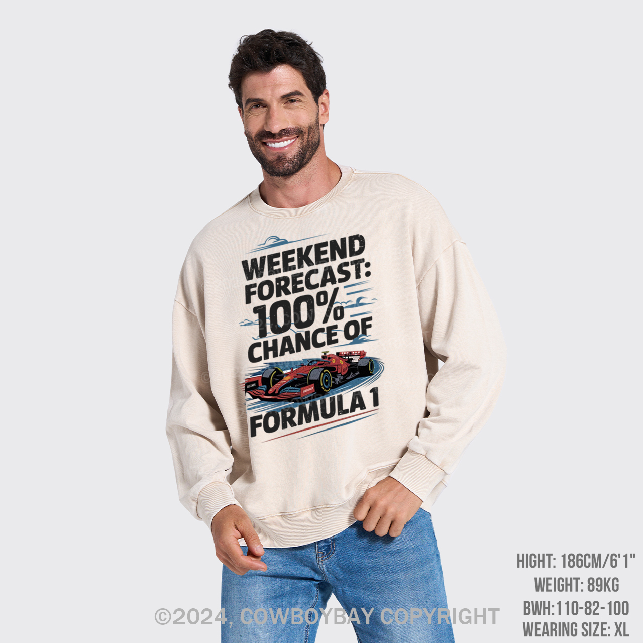 100% Chance Of Formula 1 Washed Sweatshirts