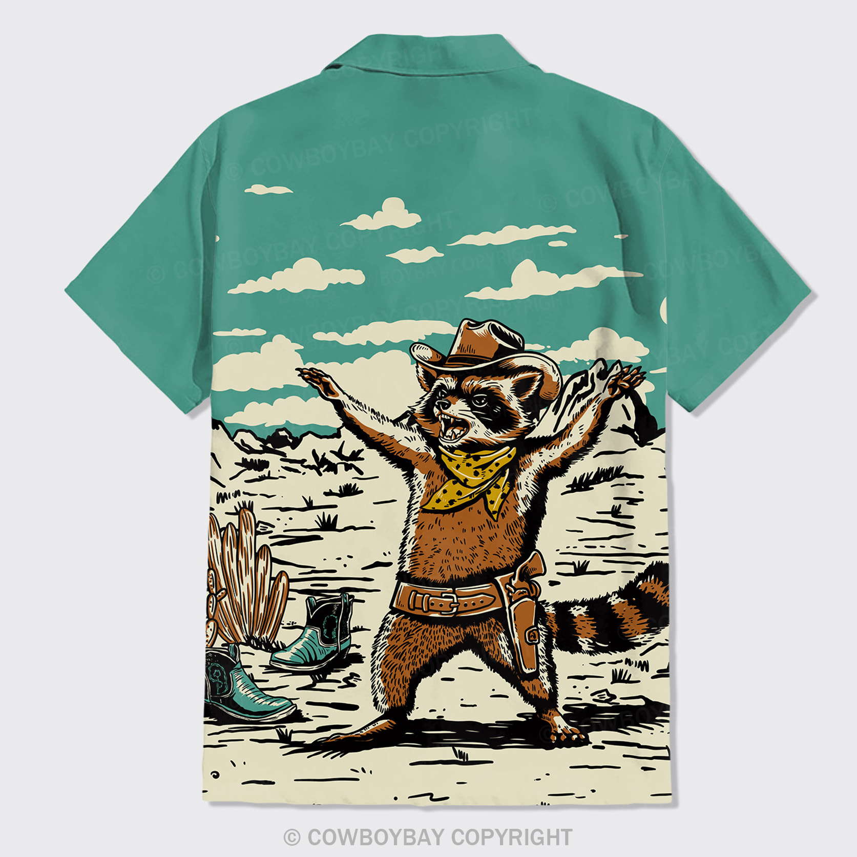 Desert Raccoon Button Up Shirts_Green