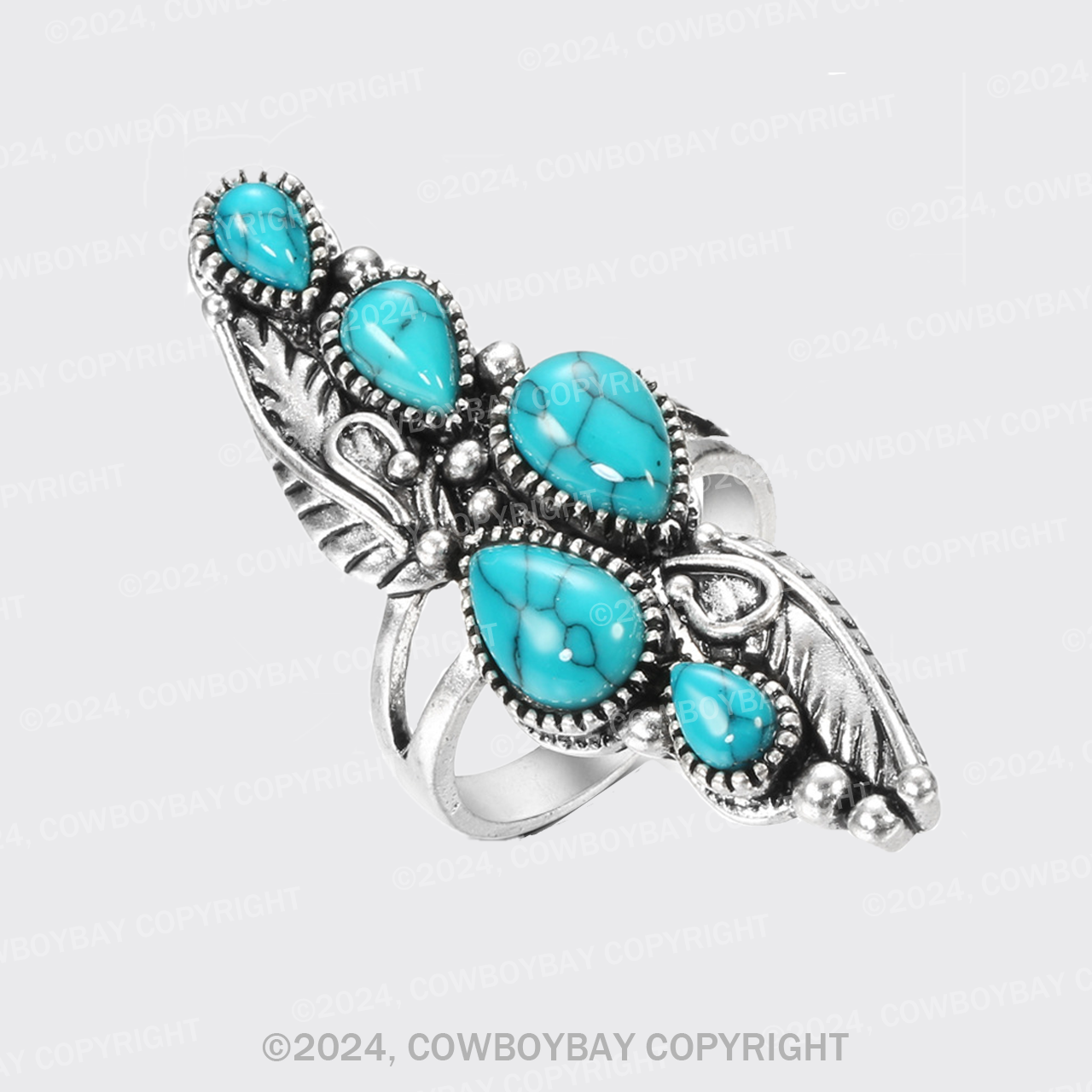Natural Water Drops Blue Turquoise Ring