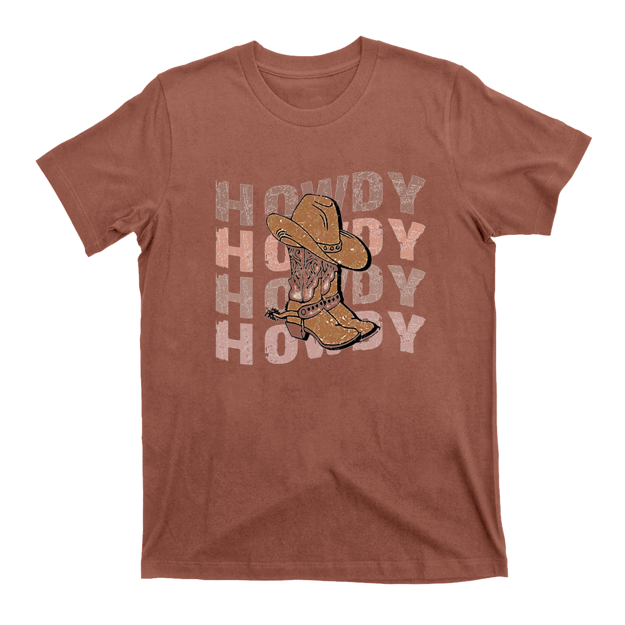 Howdy Boots Cowboy Hat Distressed Vintage T-Shirts