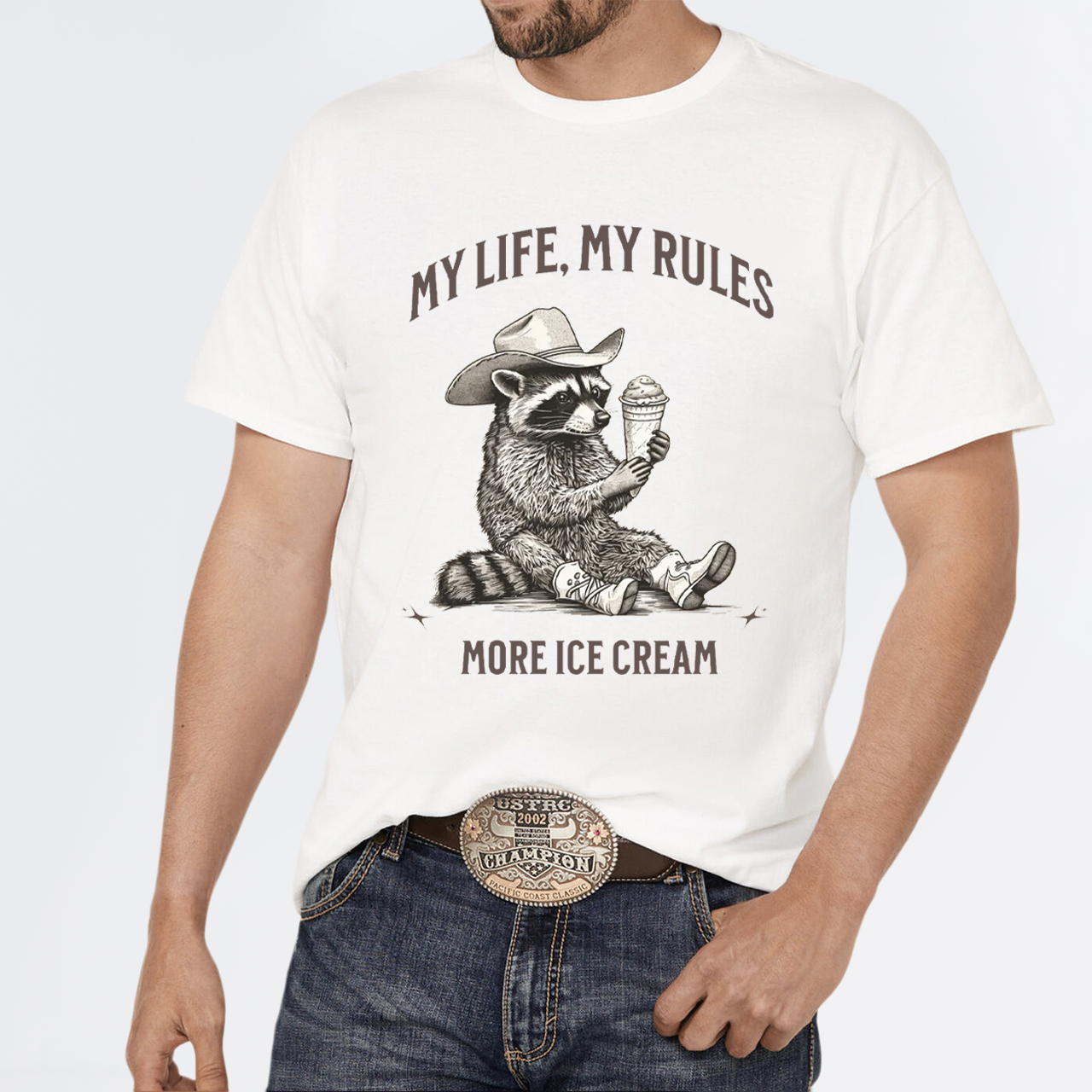 Vintage Raccoon Cowboy Ice Cream T-Shirts