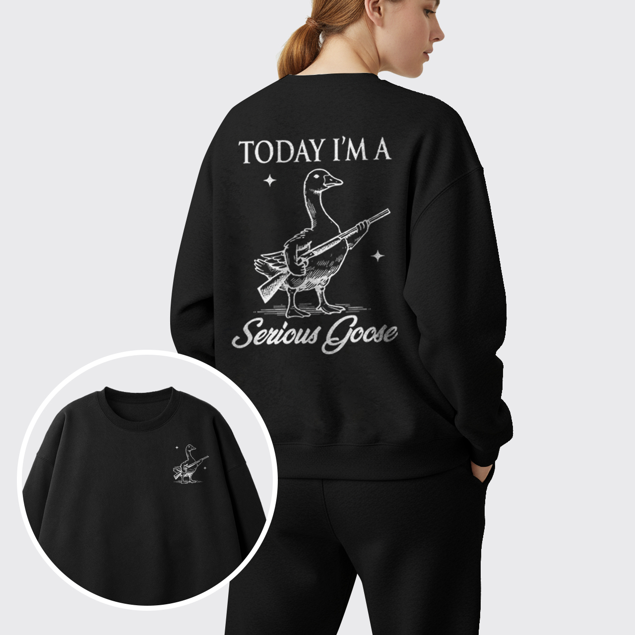Today I'm Serious Goose Fleece Sweatshirt Set