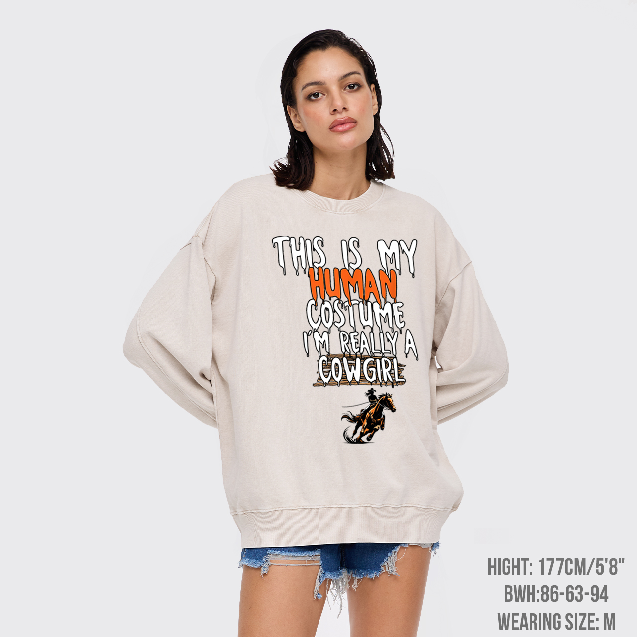 Halloween I'm Really A Cowgirl Washed Sweatshirts