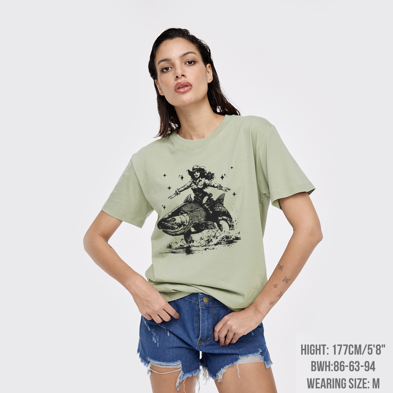 Cowgirl Riding A Fish T-Shirts