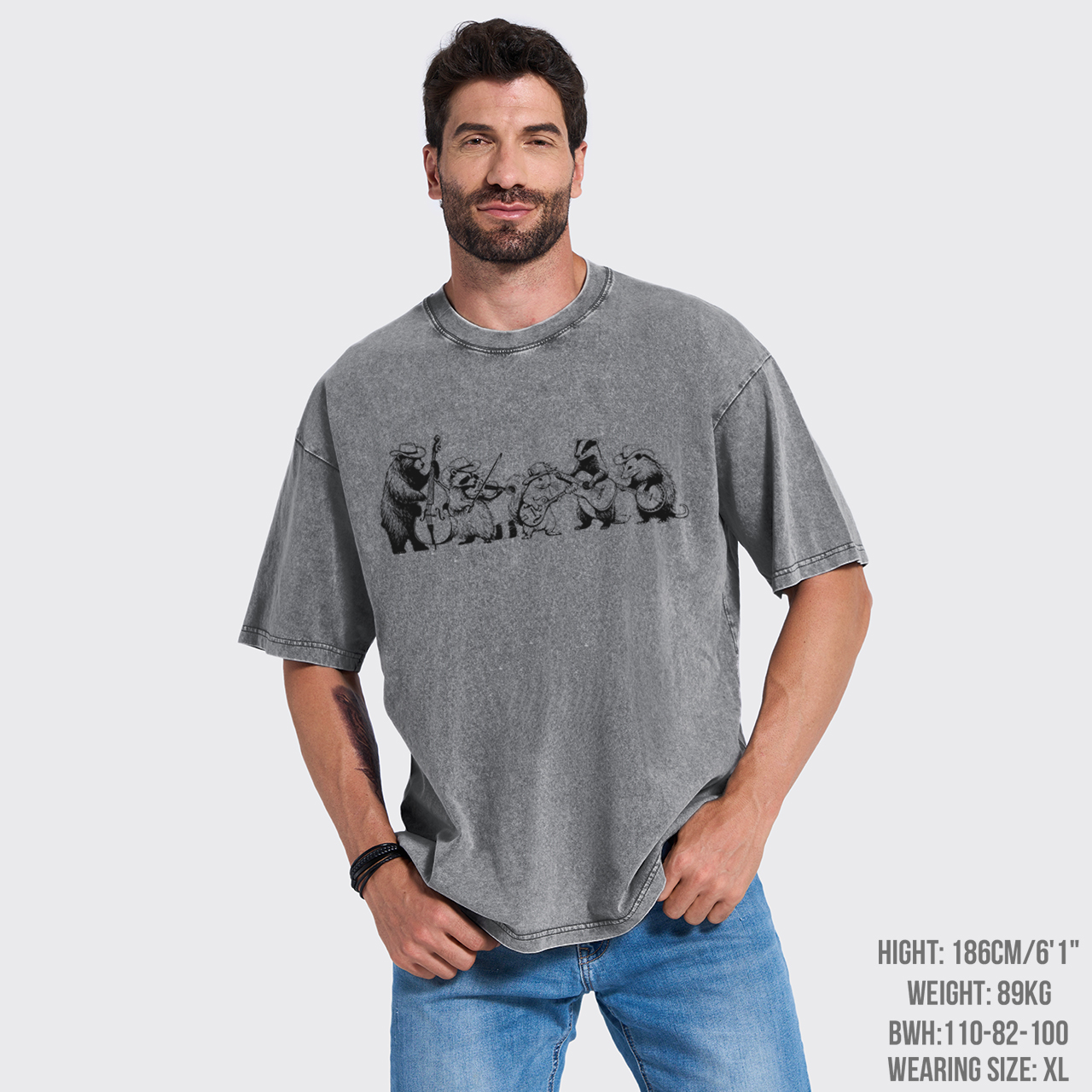 Funny Forest Animals Playing Instruments Garment-dye Tees