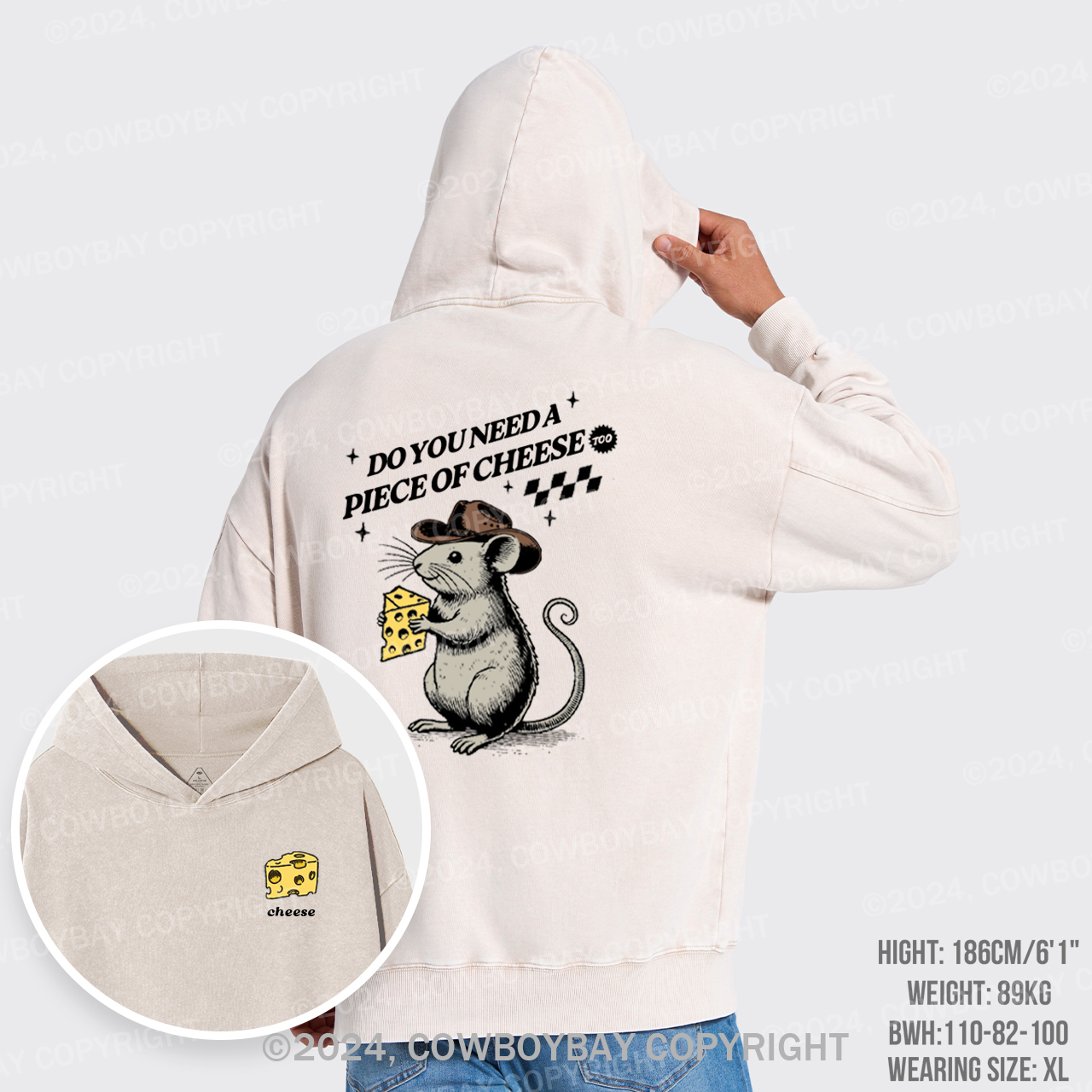 Do You Need A Piece Of Cheese, too Garment-Dye Hoodies