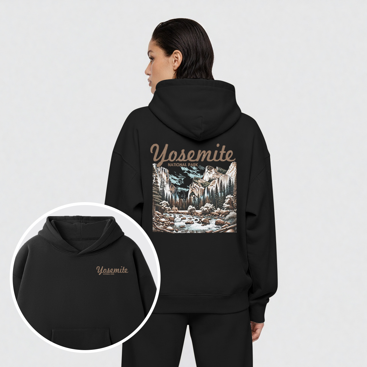 Vintage Yosemite National Park Fleece Hoodie Set