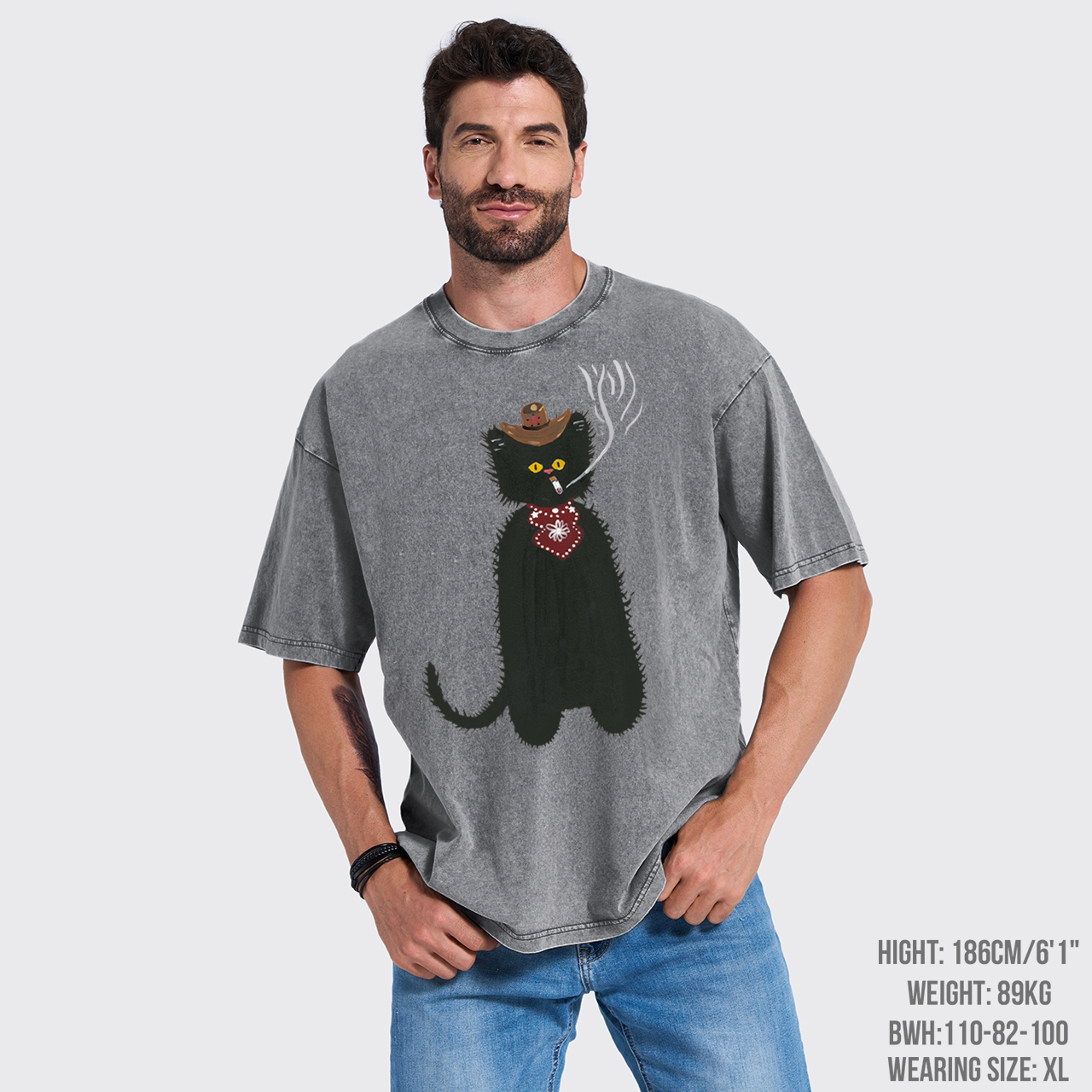 Cat Cowboy Smoking Garment-dye Tees