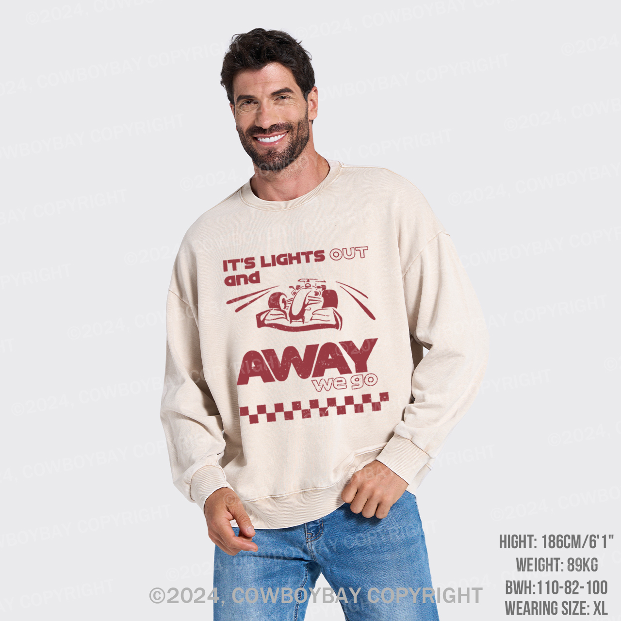 Its Lights Out And Away We Go Washed Sweatshirts