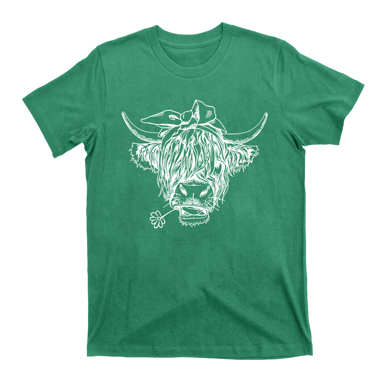 Holding a Daisy in Highland Cow Mouth T-Shirts