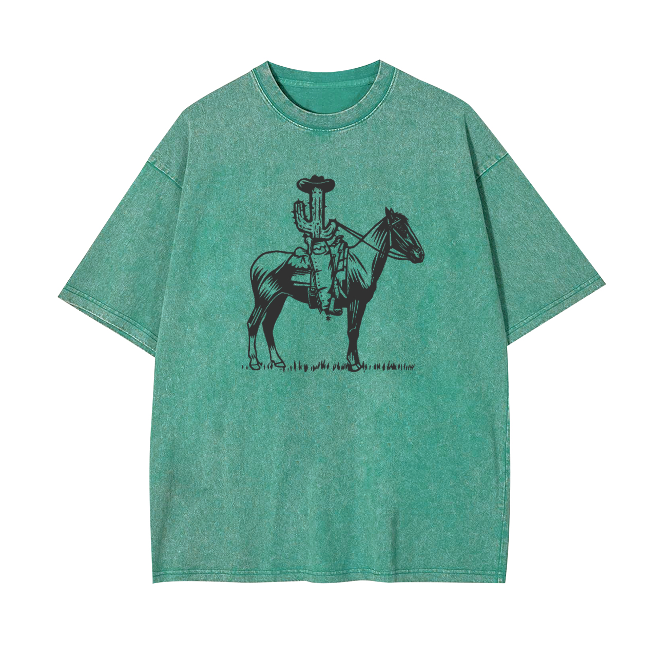 Western Cactus On Horseback Garment-dye Tees