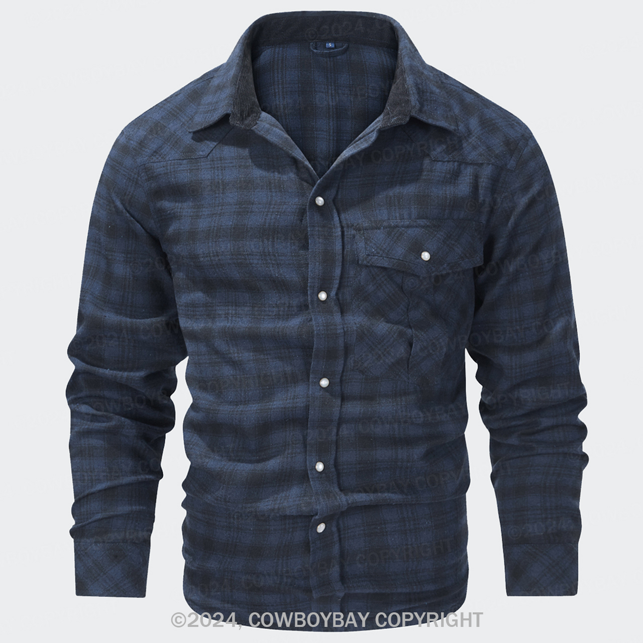 23 New Winter Western Cowboy Blue Flannel Plaid Shirt