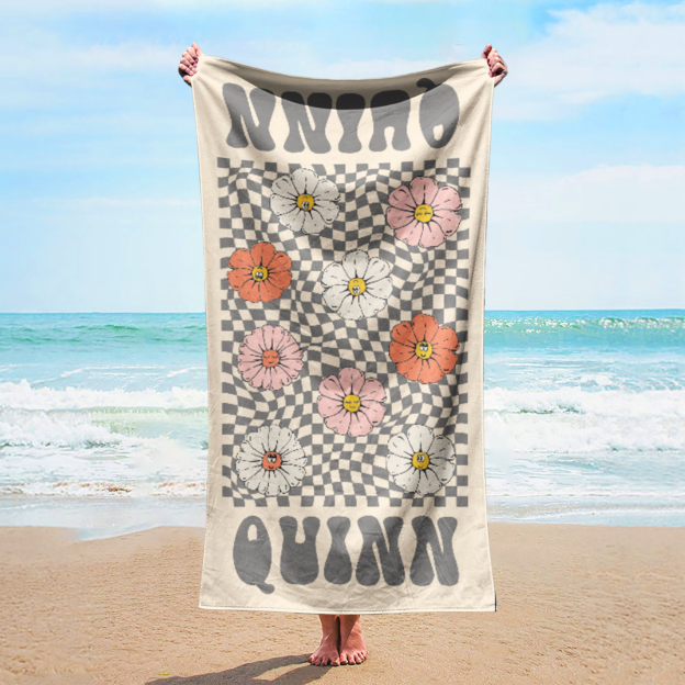 Personalized Flowers Beach Towel for Summer & Beach | KKTowel54