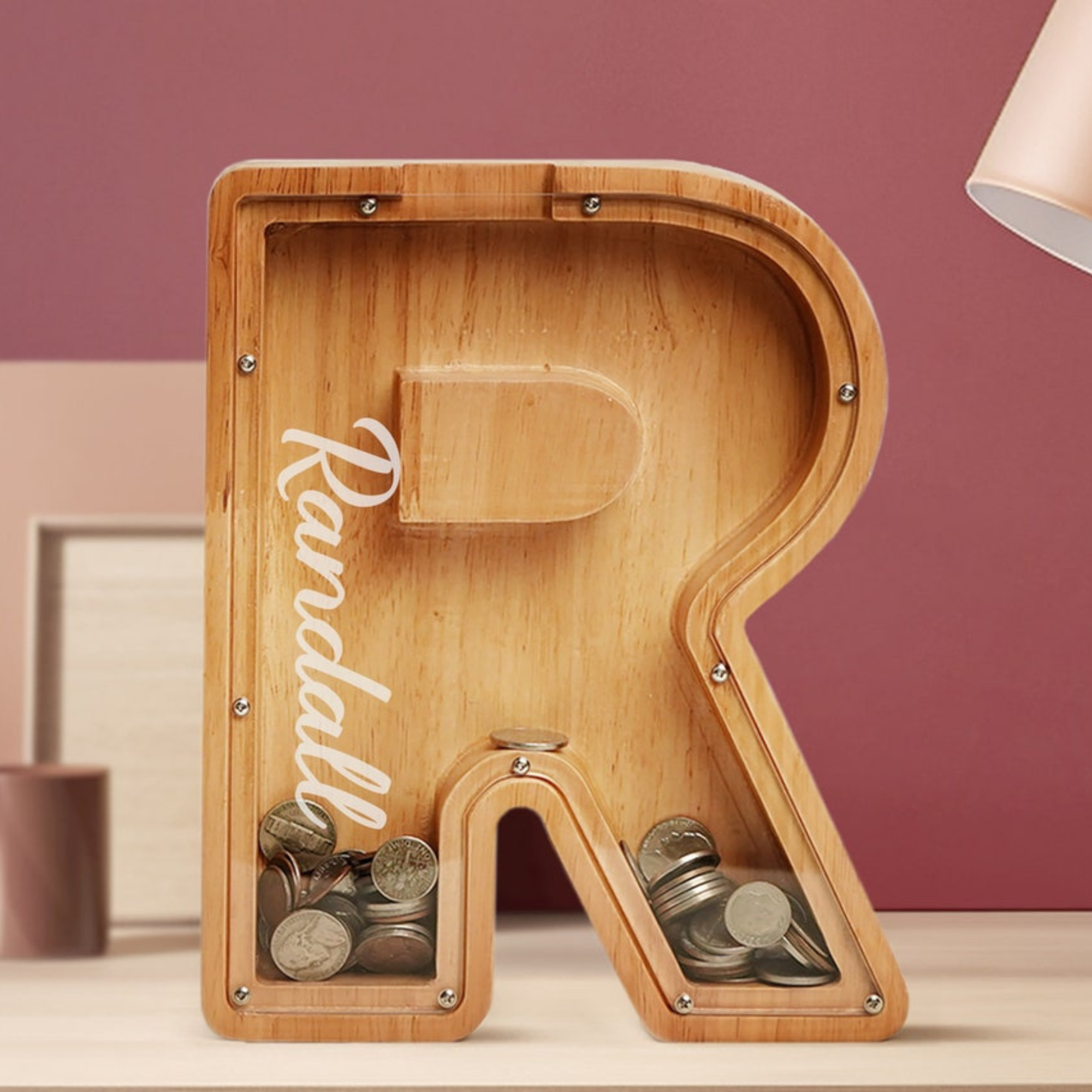 Personalized Kid Wood Letter Money Boxes | KKToy31
