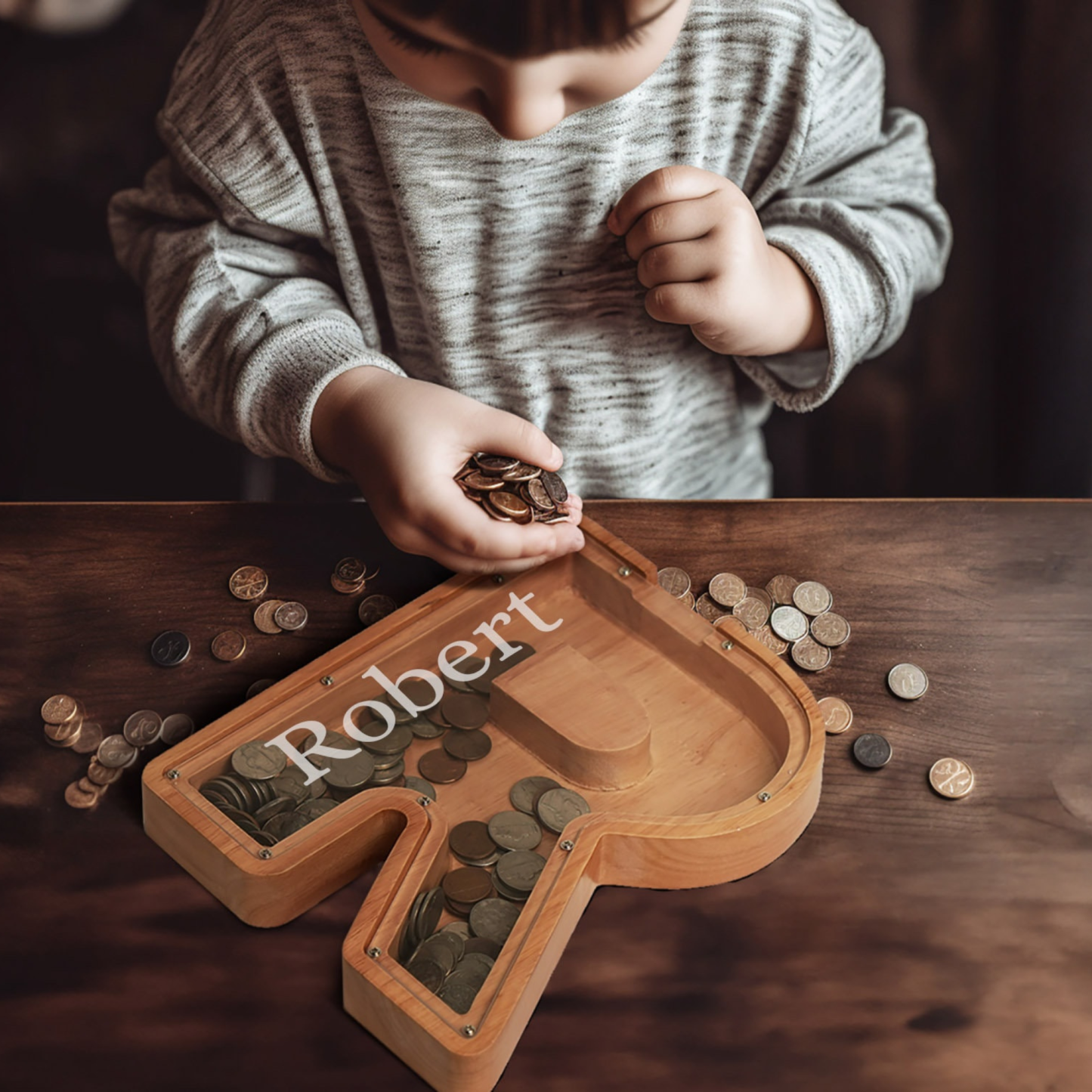Personalized Kid Wood Letter Money Boxes | KKToy31