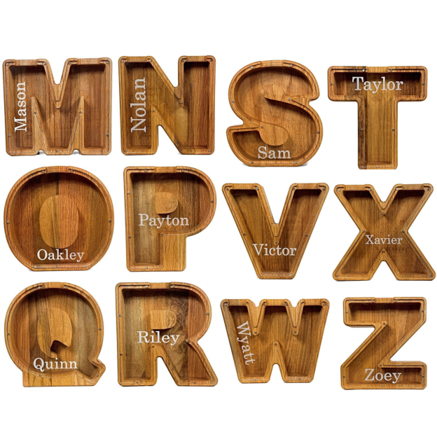 Personalized Kid Wood Letter Money Boxes | KKToy31