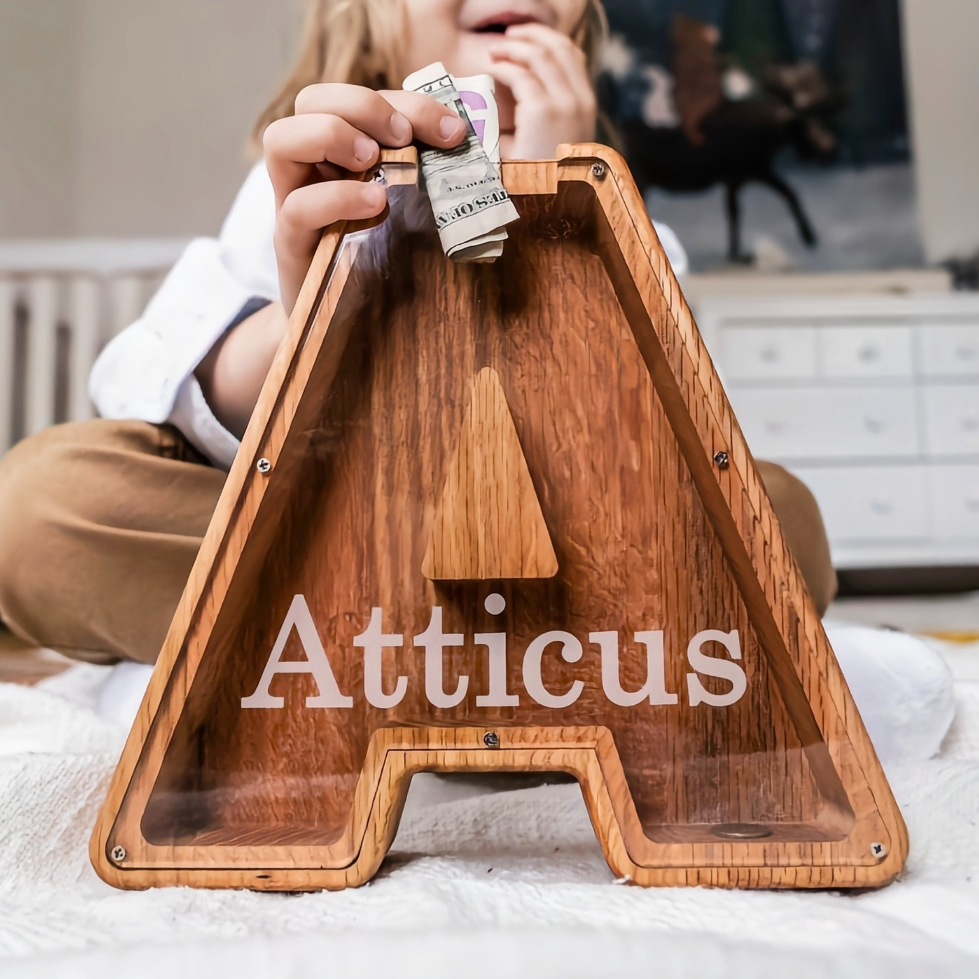 Personalized Kid Wood Letter Money Boxes | KKToy31