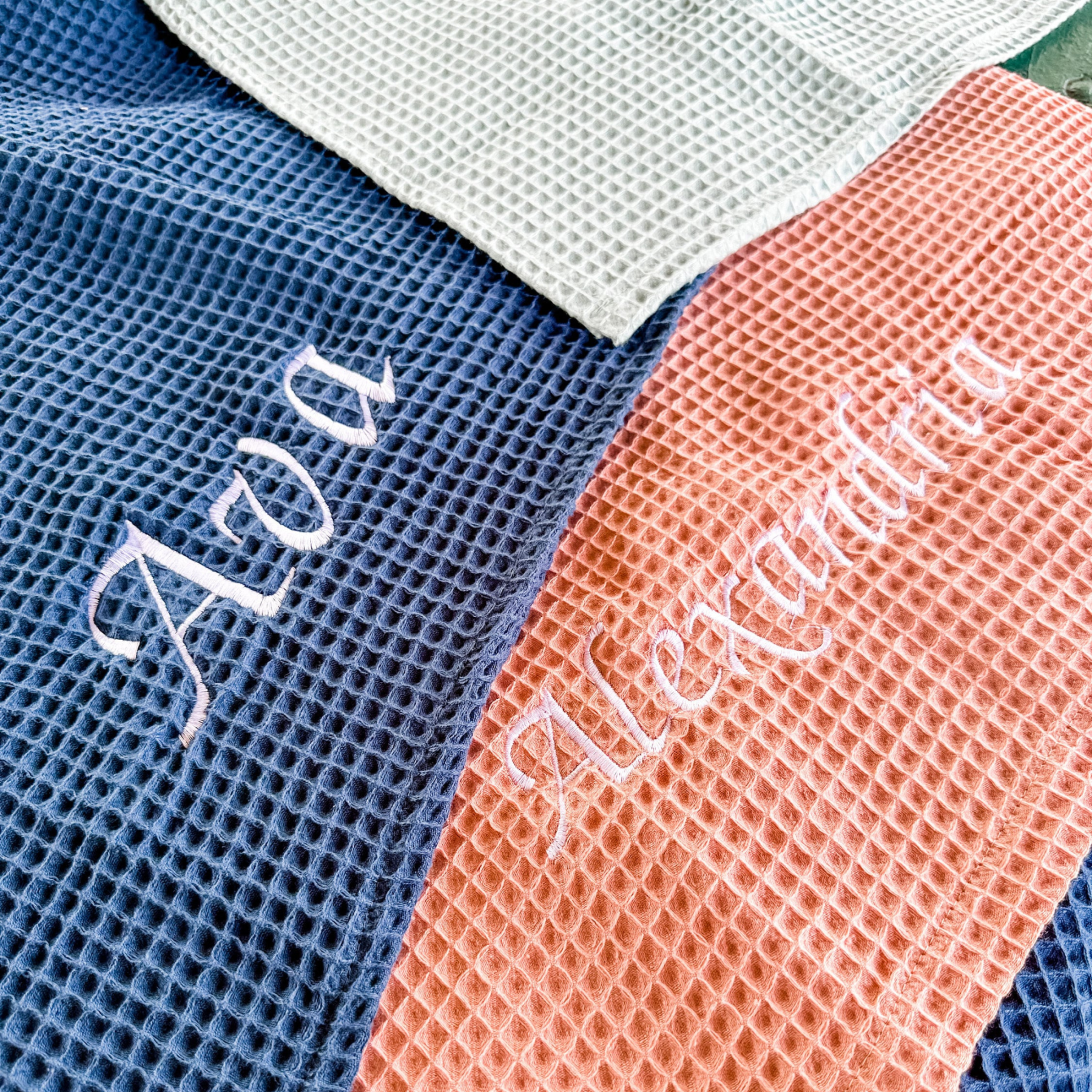 Personalized Embroidery Kids Waffle Beach Towel Poncho for Summer & Beach | KKTowel60