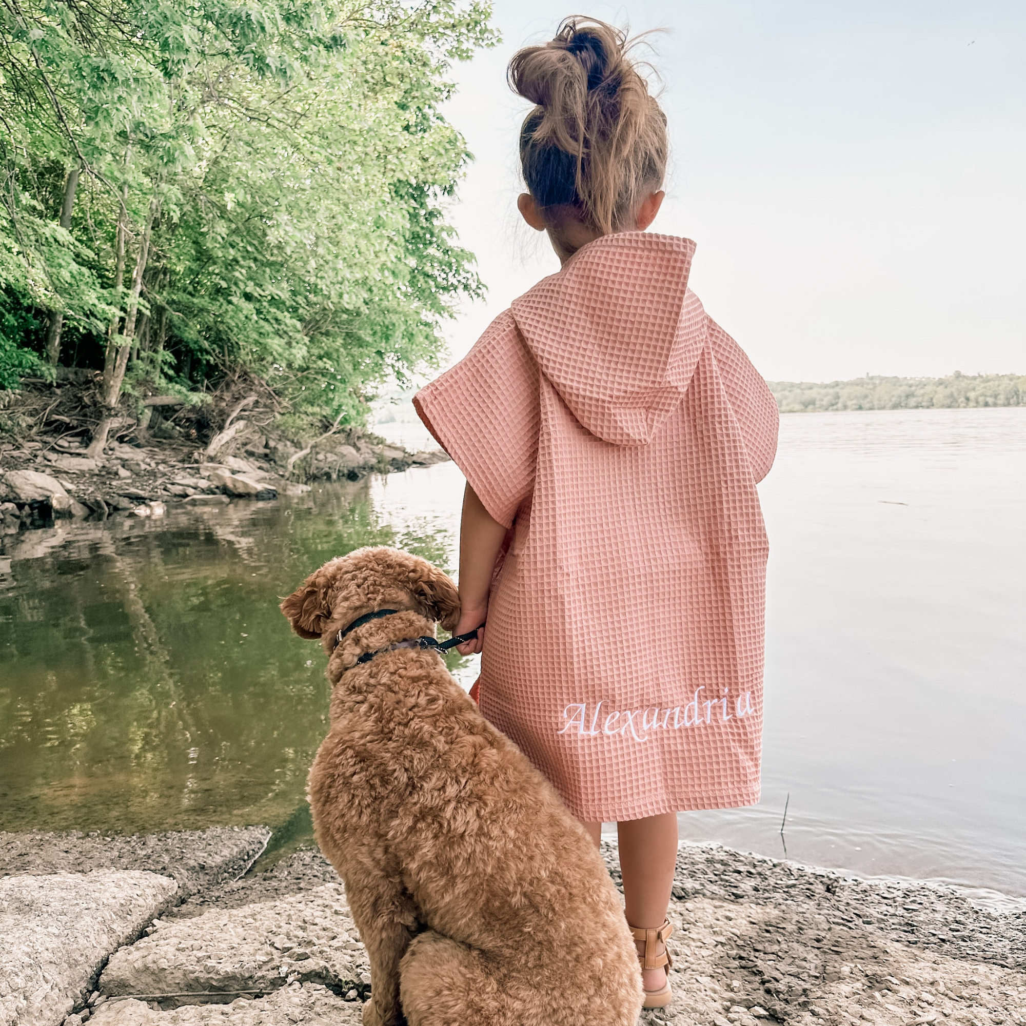 Personalized Embroidery Kids Waffle Beach Towel Poncho for Summer & Beach | KKTowel60