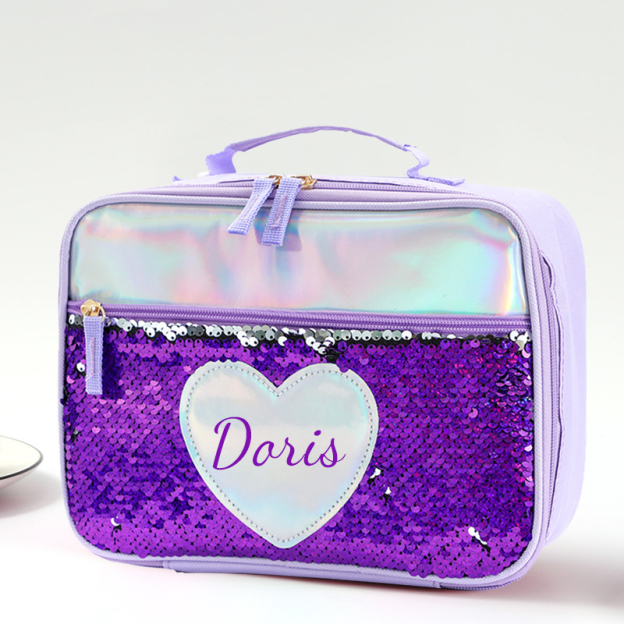 Personalized Name Sequin Kids Lunch Bag