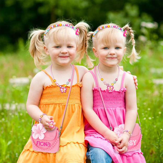 Personalized Girls Plush Handbags With Costume Jewelry Set