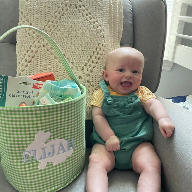 Personalized Easter Embroidered Bunny Basket 