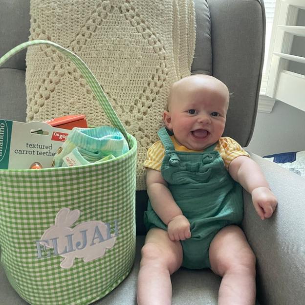 Personalized Easter Embroidered Bunny Basket 