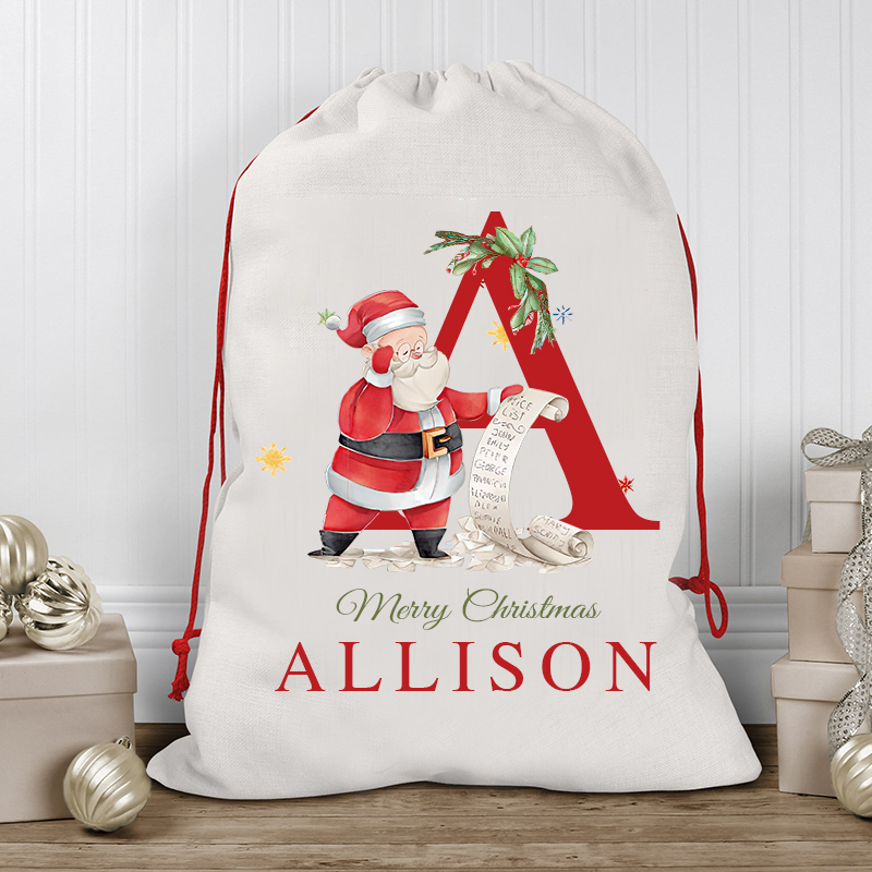 Personalized Initials & Name Christmas Gift Sack