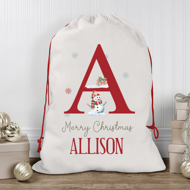 Personalized Initials & Name Christmas Gift Sack