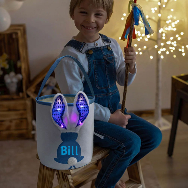 Personalized Kid Led Light Easter Bunny Basket