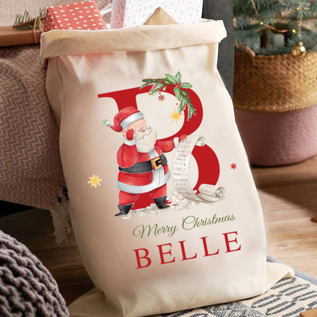 Personalized Initials & Name Christmas Gift Sack
