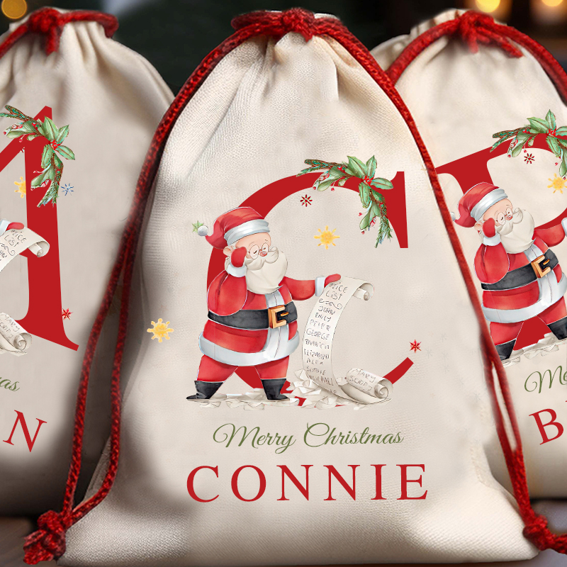 Personalized Initials & Name Christmas Gift Sack