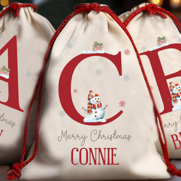 Personalized Initials & Name Christmas Gift Sack