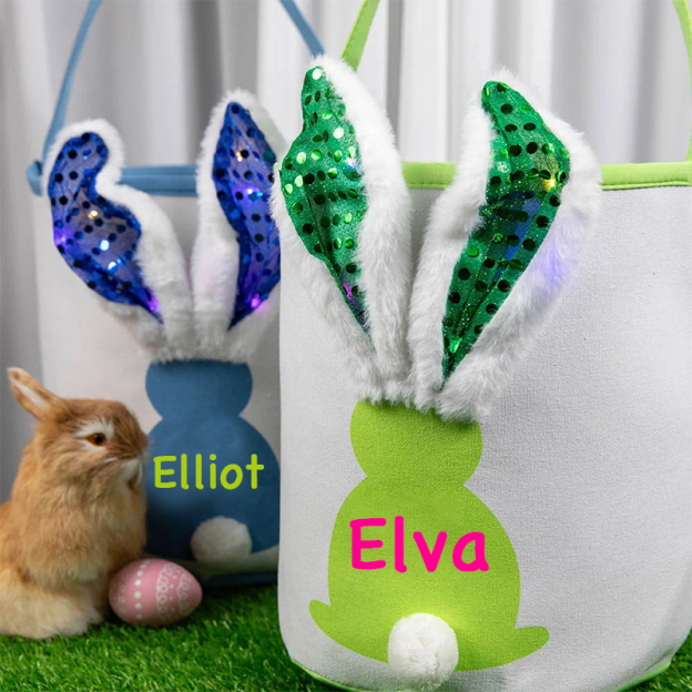 Personalized Kid Led Light Easter Bunny Basket