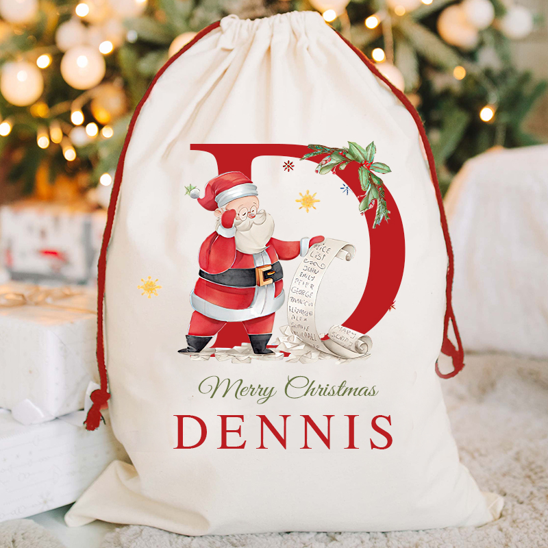 Personalized Initials & Name Christmas Gift Sack