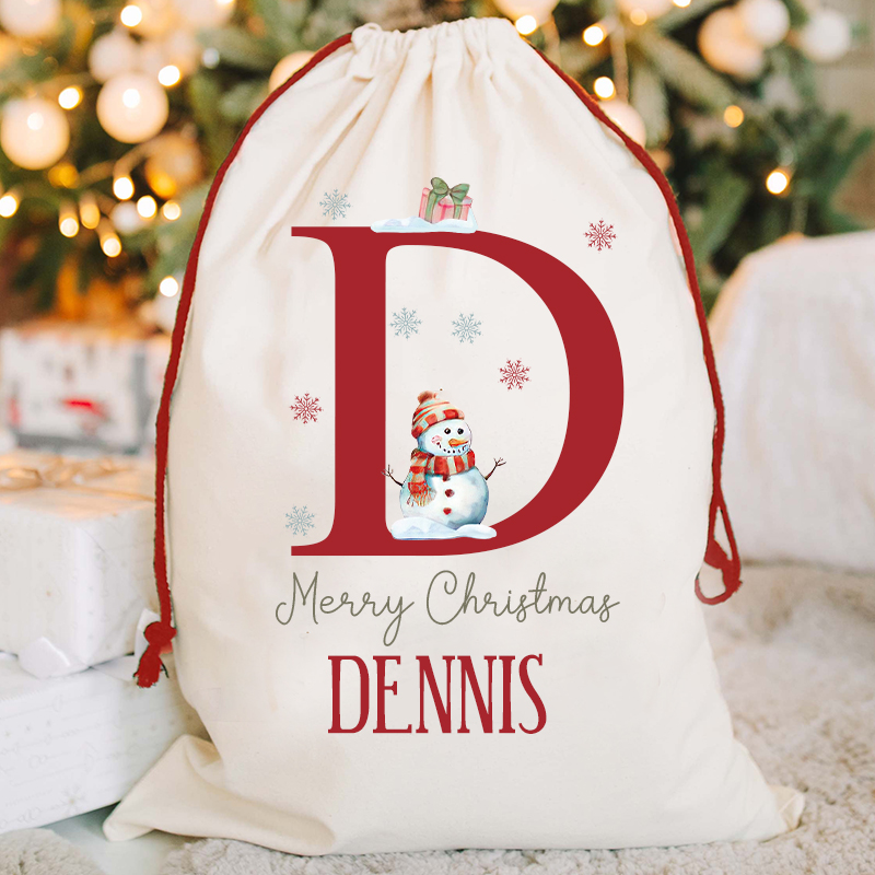Personalized Initials & Name Christmas Gift Sack